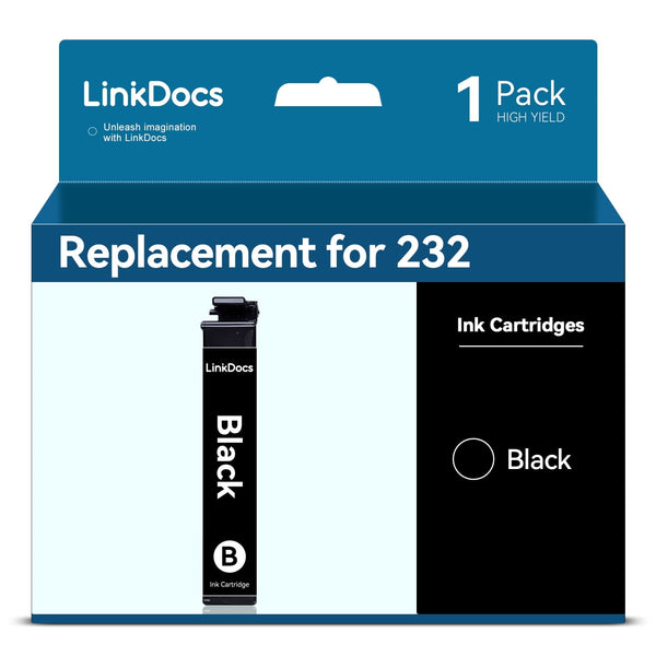 LinkDocs Ink Replacement for Epson 232 ink cartridges BK work for Expression Home XP-4200 XP-4205 Workforce WF-2950 WF-2930 Printer Ink(Black 1Pack)