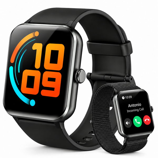 IOWODO Smart Watch for Android and iPhone, 1.85" Smartwatch for Women Men with Bluetooth Calling, Message Notifications, AI Voice Assistant, 100+ Sports Modes, Fitness Tracker