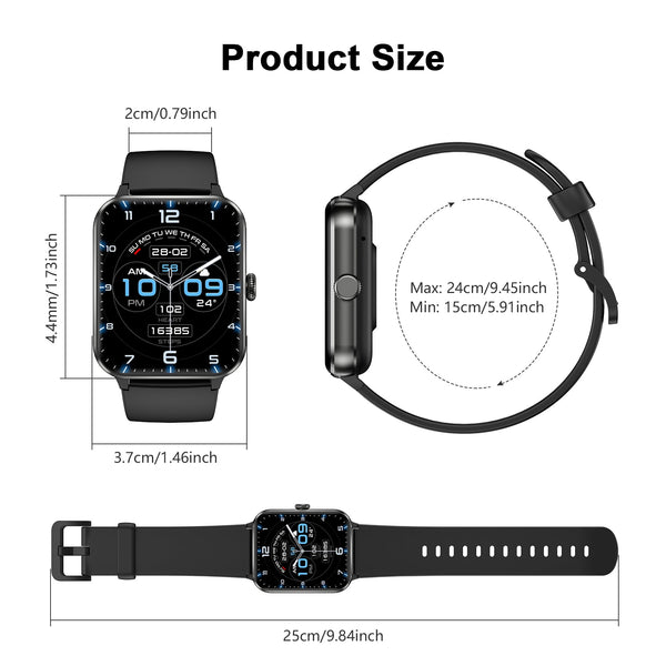 IOWODO Smart Watch for Android and iPhone, 1.85" Smartwatch for Women Men with Bluetooth Calling, Message Notifications, AI Voice Assistant, 100+ Sports Modes, Fitness Tracker