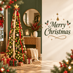 6FT Pop Up Whimsical Christmas Tree, Collapsible Foldable Christmas Tree Pull Up Fully Decorated Xmas Trees with Red Green Ornaments Set for Indoor Outdoor Home Xmas Holiday Party Decor
